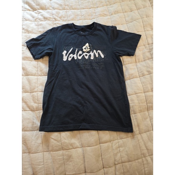 Vintage Y2K Volcom T-Shirt Mens Small Black Spell Out Logo Skate Surf 2000's - Picture 1 of 7